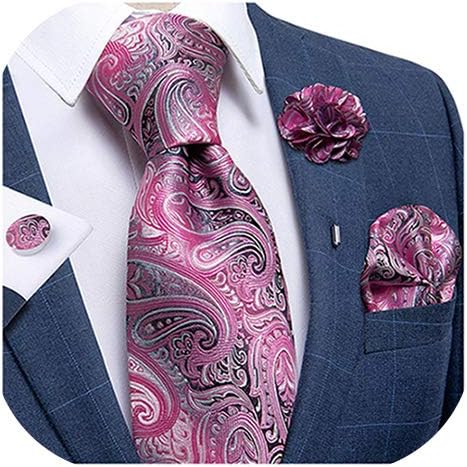 DiBanGu Silk Tie Set with Pocket Square & Lapel Pin