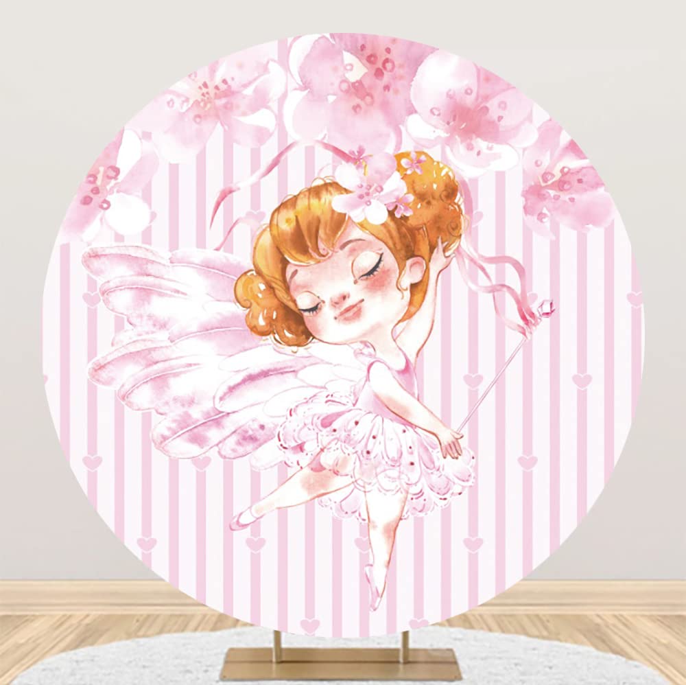Renaiss – Sfondo Fotografico Rotondo In Poliestere Da 2m Con Motivo Cigno Rosa E Floreale, Per Baby Shower, Compleanni, Torte, Banner E Servizi Foto, Diametro 200 Cm