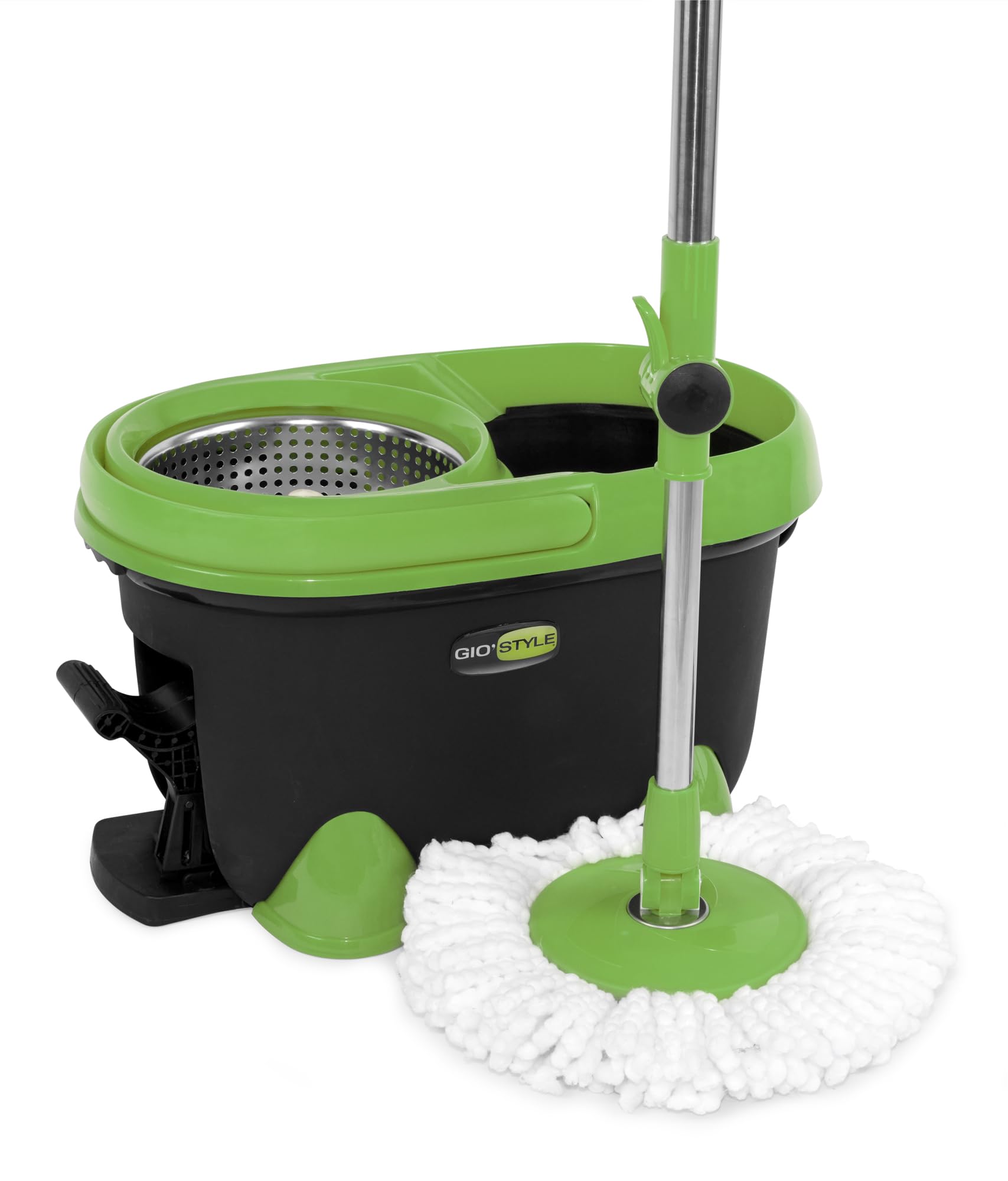 GioStyle, Spin Mop 360, Lavapavimenti - Set per la Pulizia con Cesto Azionabile a Pedale e Manico Regolabile, 49x29x28 cm, Colori Assortiti, 1 Unità