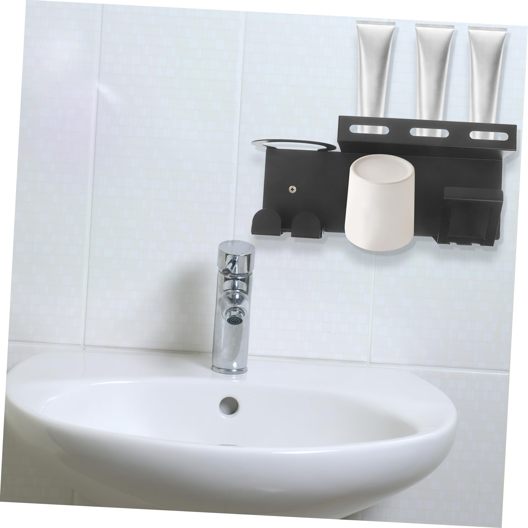 Portaspazzolino da Denti Acciaio Inossidabile Montato con per e Raccoglitore per Dentifricio Design Moderno per Bagno Resistente All Umidità e Facile da Installare