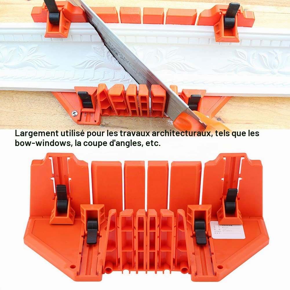 Boîte à Onglets de Serrage en Plastique, 35,6 cm, avec Pince pour Scie à Main, Outil de Coupe du Bois