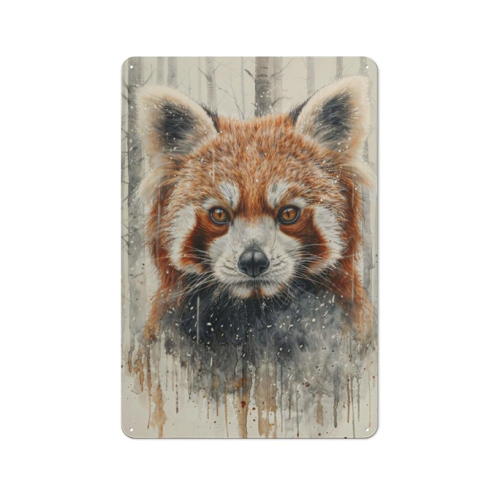Red Panda Watercolor Gaze Metal Wall Sign 30x20cm, Nostalgic Classic Pub Decor for Pub, Home Bar, Shed Or Man Cave