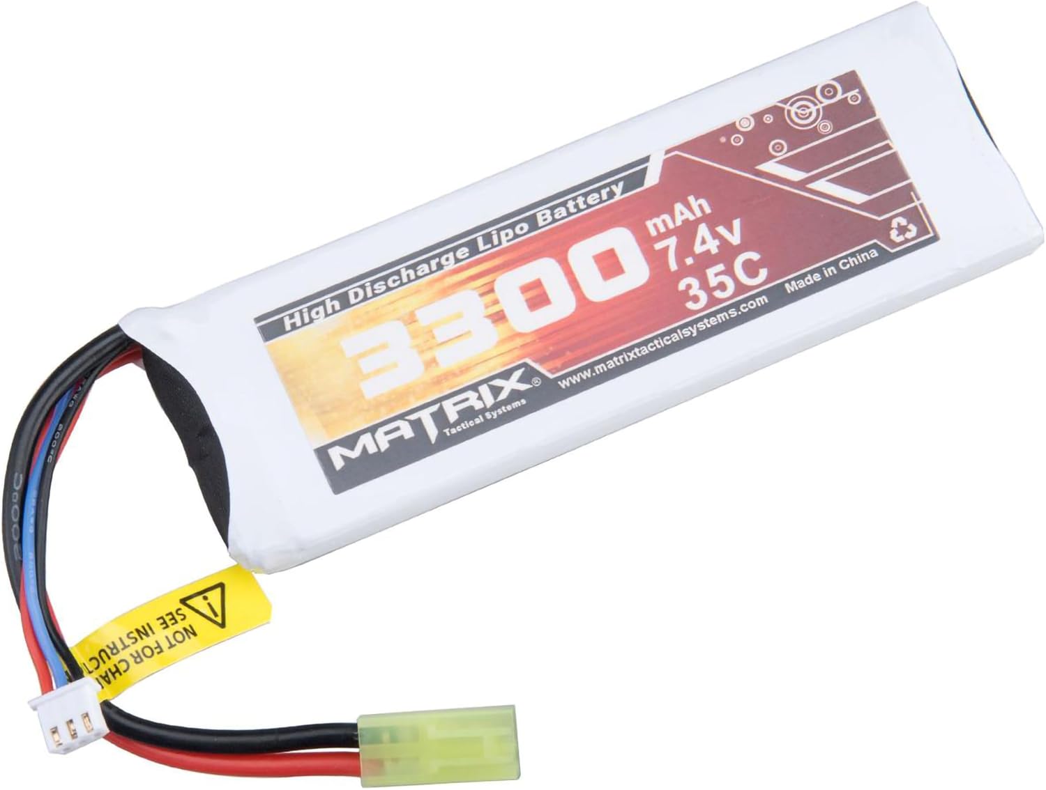 Evike Airsoft - Matrix High Performance 7.4V Brick Type Airsoft LiPo Battery (Configuration: 3300mAh / 35C / Small Tam)