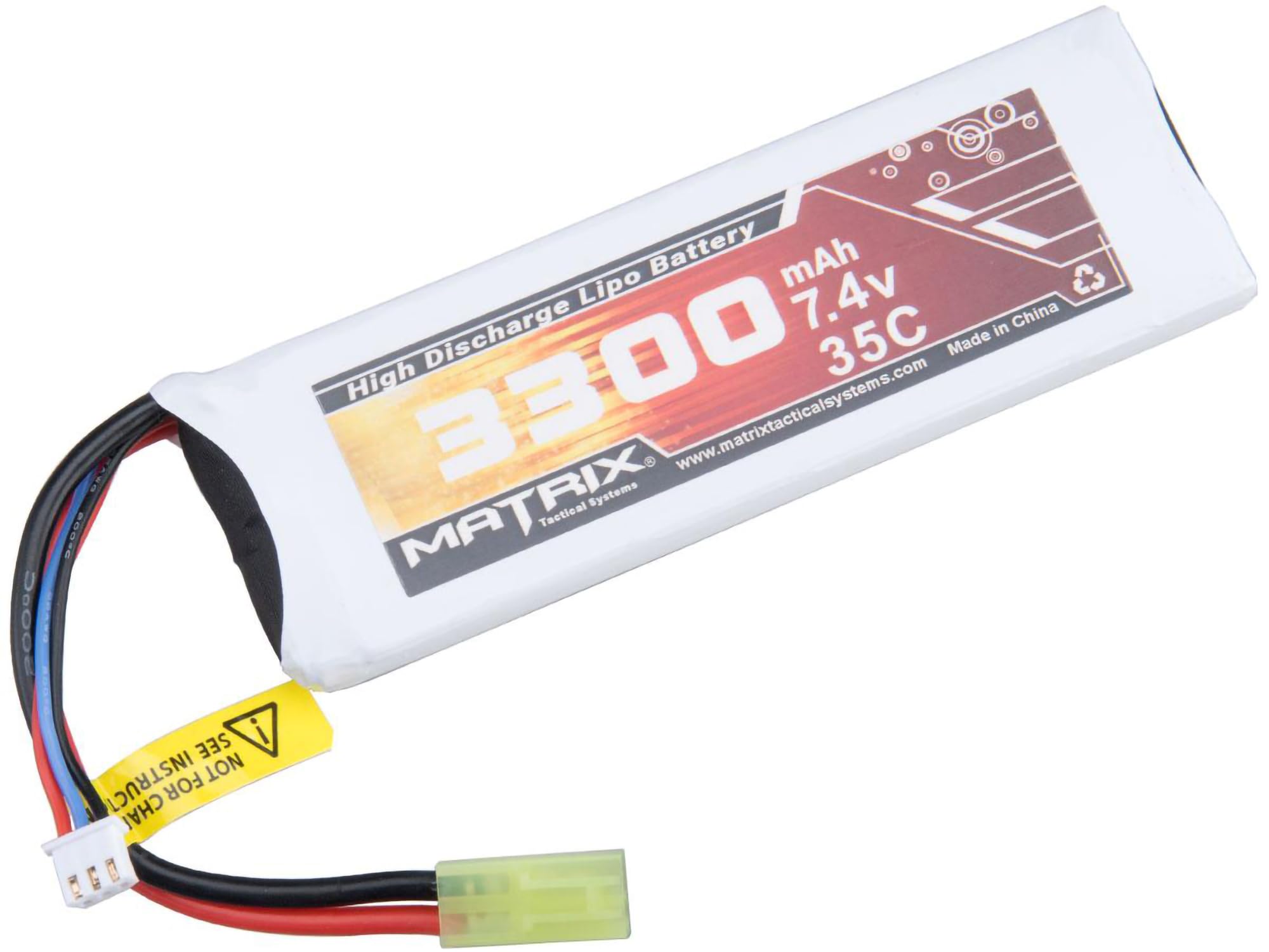 Evike Airsoft - Matrix High Performance 7.4V Brick Type Airsoft LiPo Battery (Configuration: 3300mAh / 35C / Small Tam)