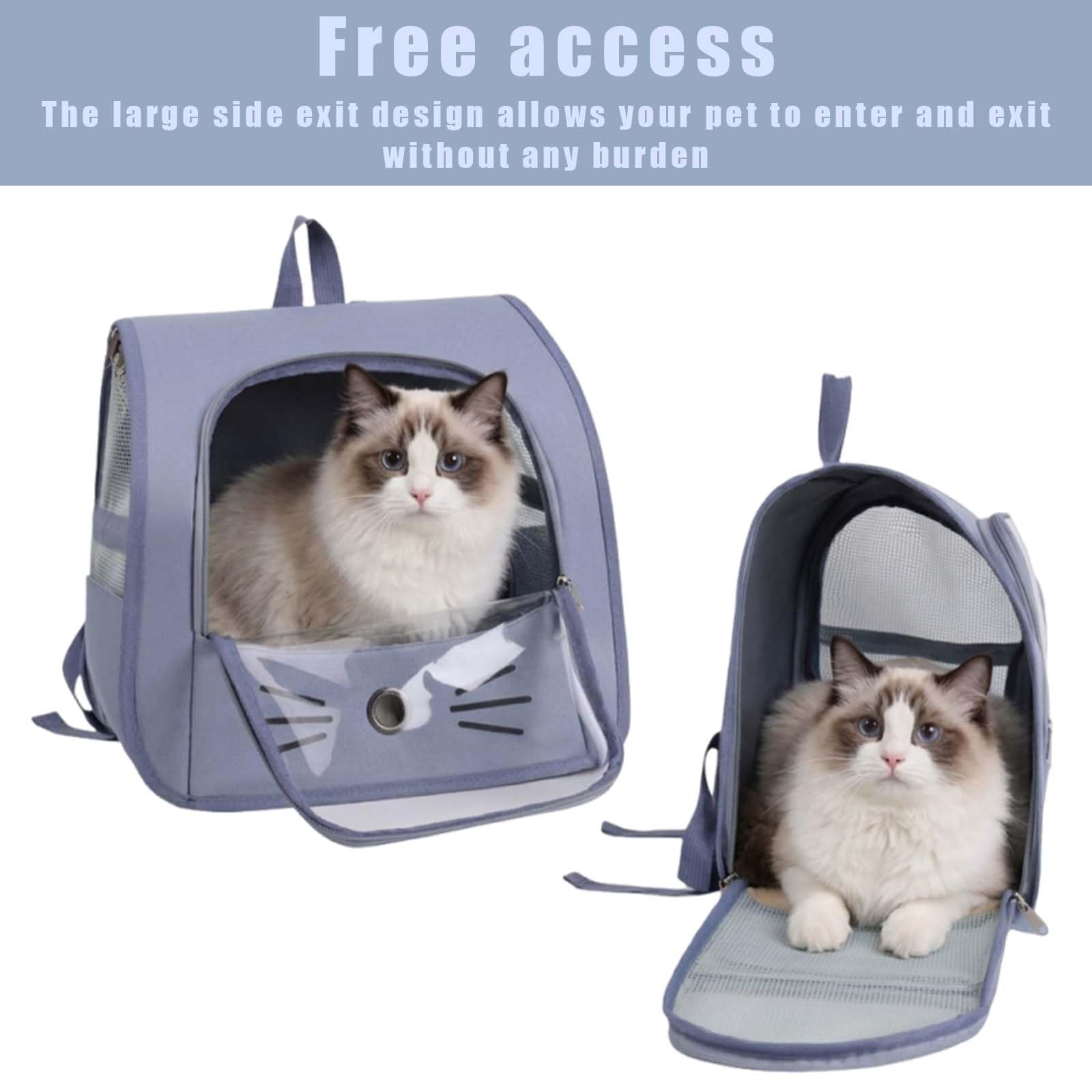 Bolsa para Mascotas Plegable,Mochila Gato y Perro,Mochila Gatos Transporte,Mochila Transportín Perro,Transportin Gato Mochilas para Gatos y Perros,para Mascotas pequeñas como Gatos y Perros (Azul)