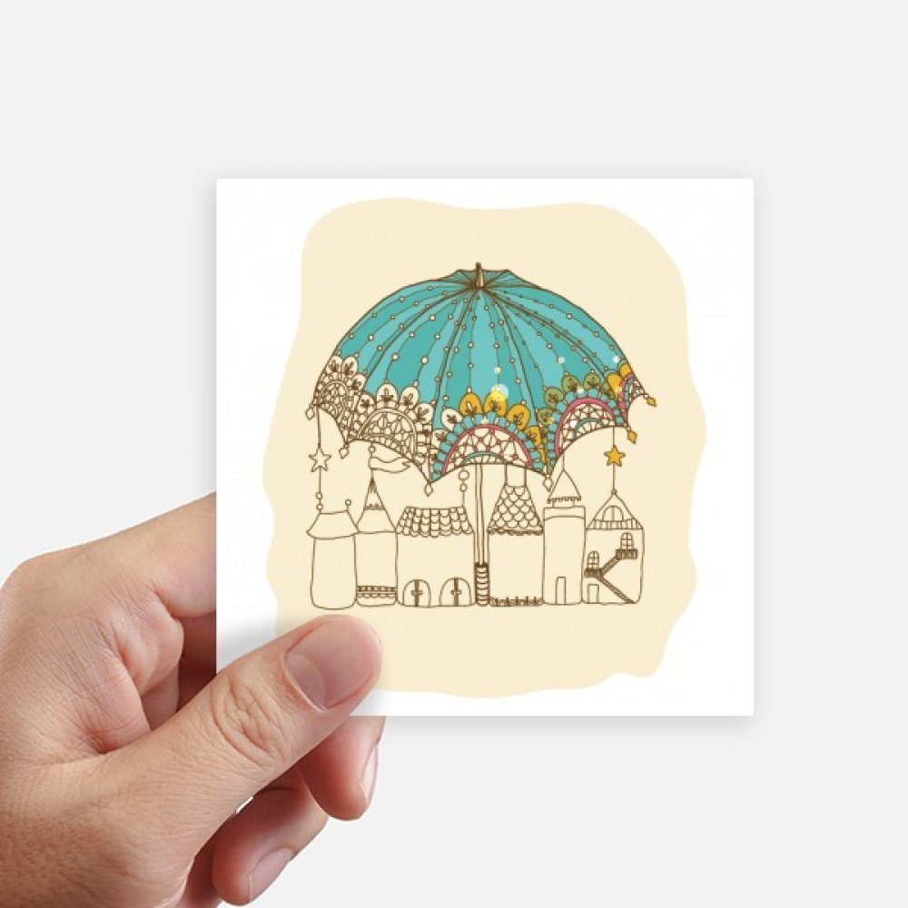 Autocollant carré Lace Maison Umbrella Star 10 cm pour mur et valise (8 pièces)