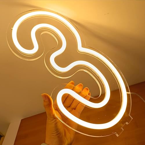 Miniatura 3 de Letrero de luz LED digital número 3 neón regulable USB Powerd Números DIY para todas las edades de fiesta, letrero luminoso de números de habitación