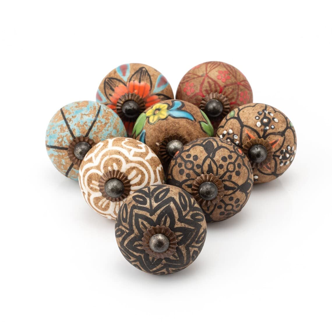 ATCUSA Pomos de alta calidad para cajones de gabinetes – Juego de pomos y tiradores de cerámica de estilo vintage – Pintados a mano para gabinetes de cajones, pomos de puerta de muebles (20)