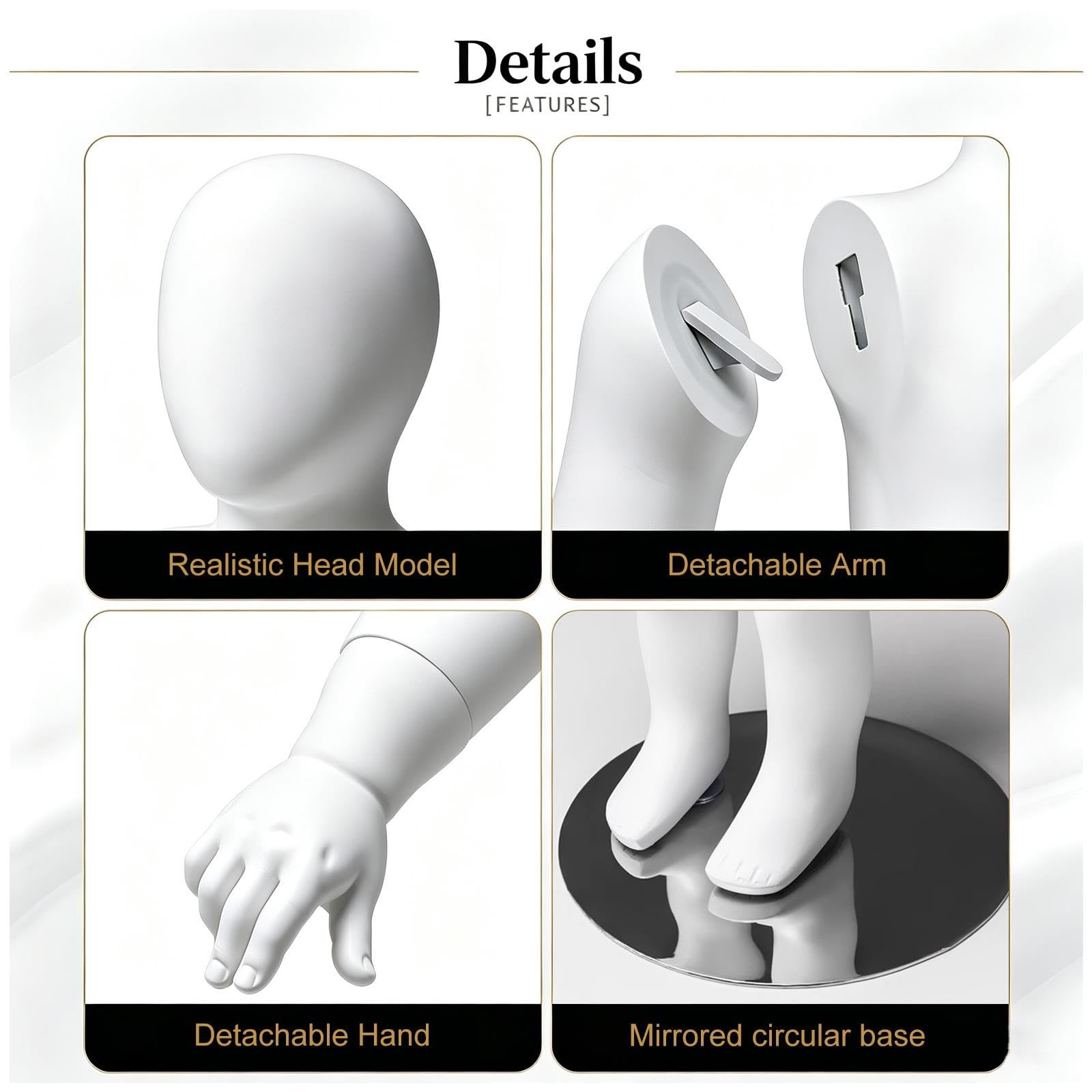 Mannequin Bébé Complet, Modèle Démontable pour Présentation Vêtements Bébé