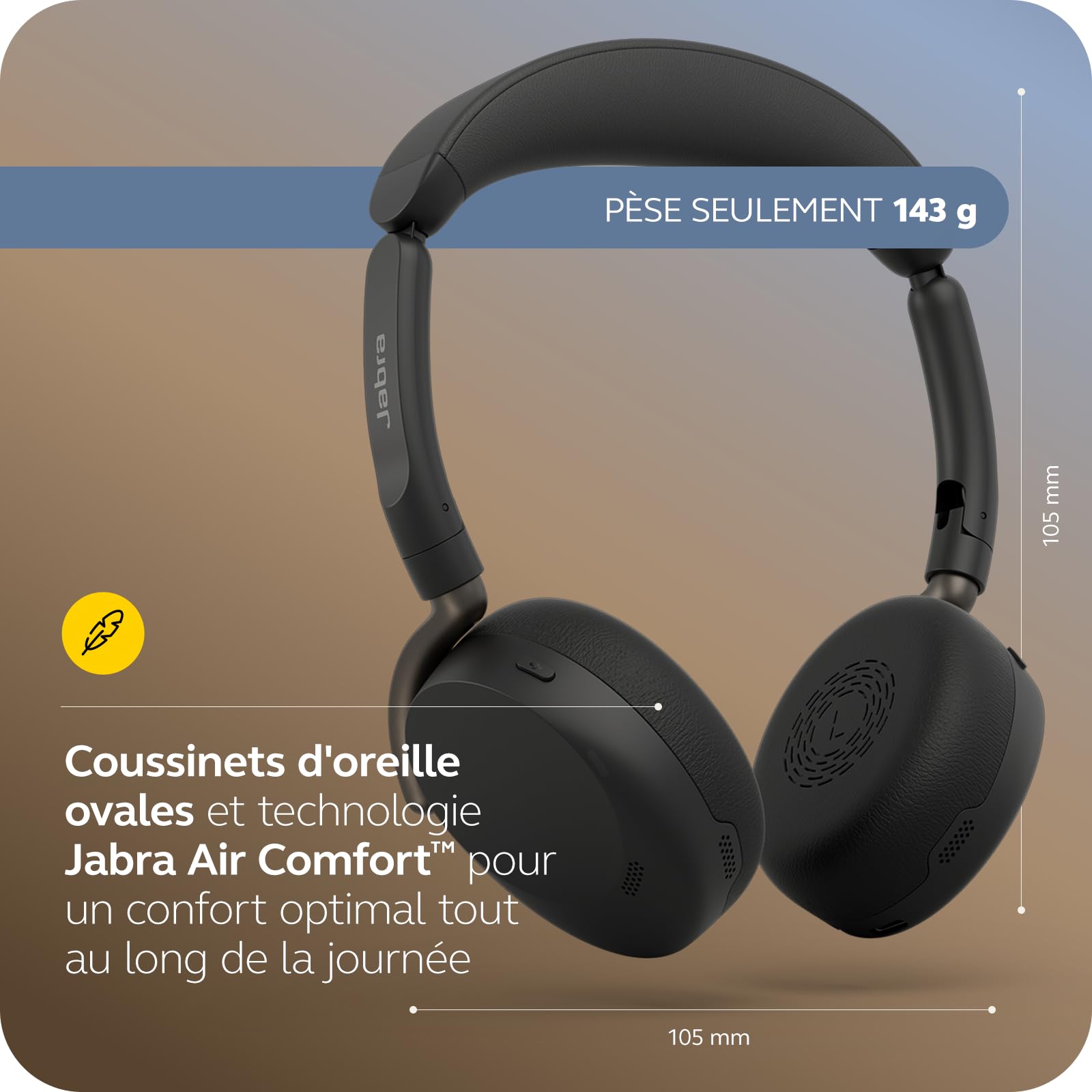 Jabra Casque Bluetooth sans Fil Evolve3 65 Flex avec Micro, UC, USB-C