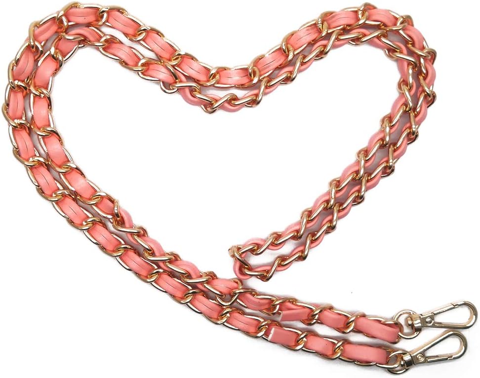 ZLYY Leather Metal Chain Replacement Interchangeable Shoulder Bag Strap Bag Accessories - 47 Inch Pink