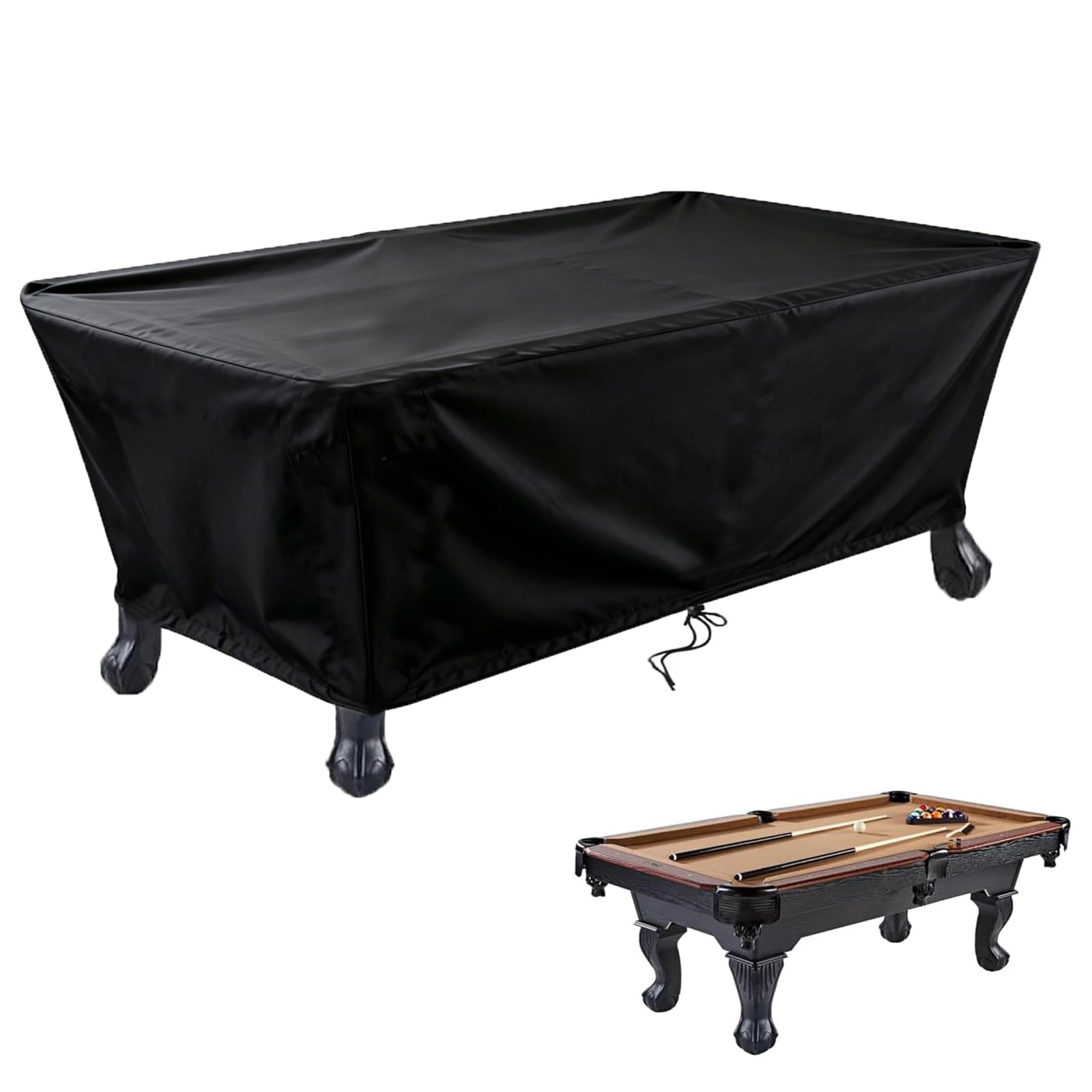 Funda para mesa de billar, 420D, impermeable, con cordón, para patio, billar, billar, juego de mesa de billar, fundas para muebles de jardín, 7 pies (225 x 116 x 82 cm)