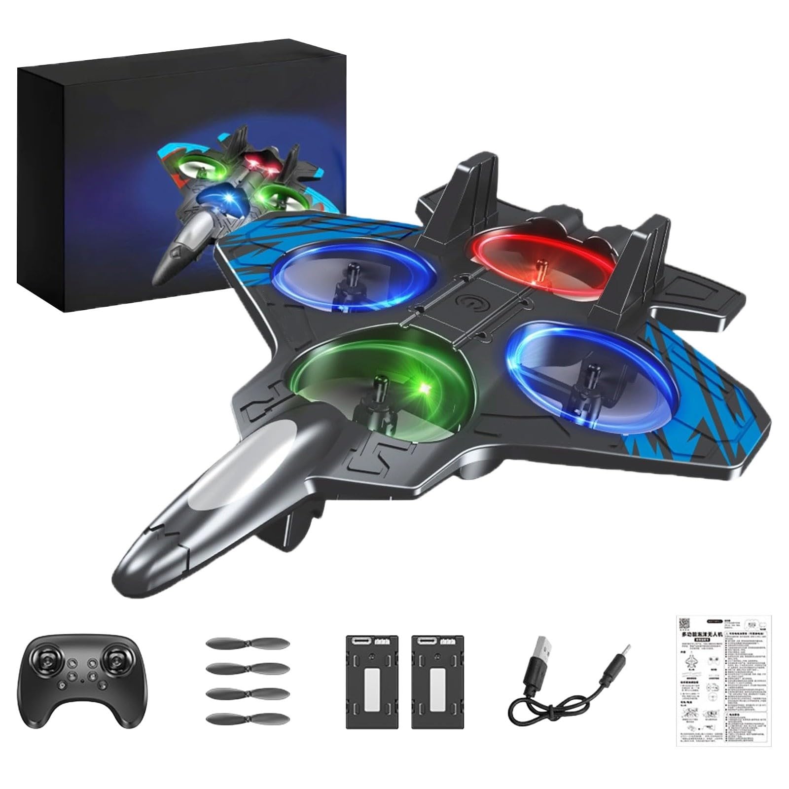 Rc Stunt For Kids And Adults Remote Control With Lights 360° Flip Stunt Rc Plane Easy Aircraft For Boys (B, One Size)