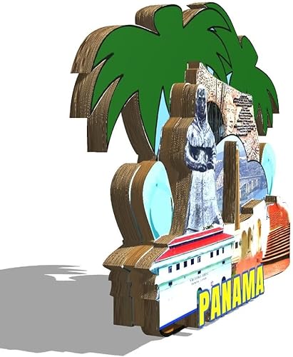Miniatura 2 de Imán de Panamá para nevera de madera 3D, monumentos de viaje, coleccionables, recuerdos, decoración hecha a mano