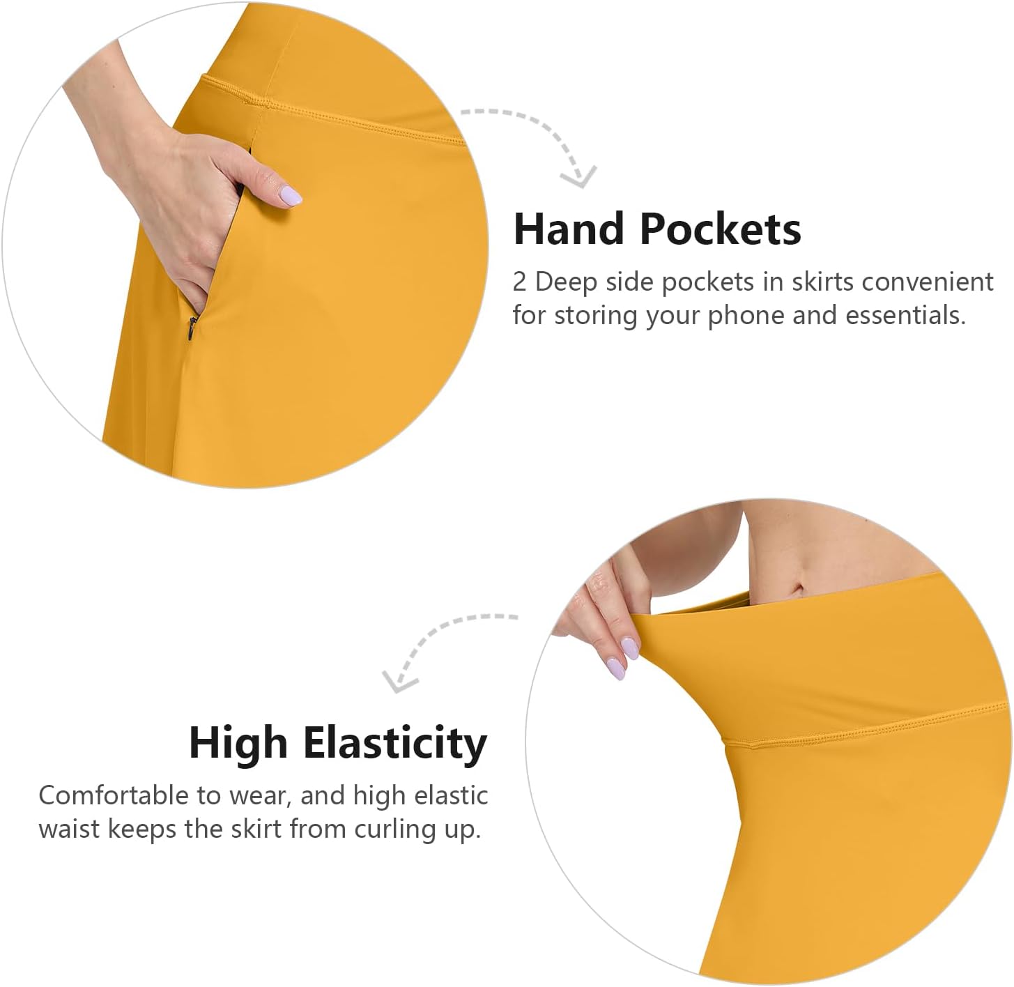 Womens Midi Knee-Length Skirt with Built-in Skorts Hidden Drawstring Zippered Pockets Appropriate for Working Casual Office - Image 6