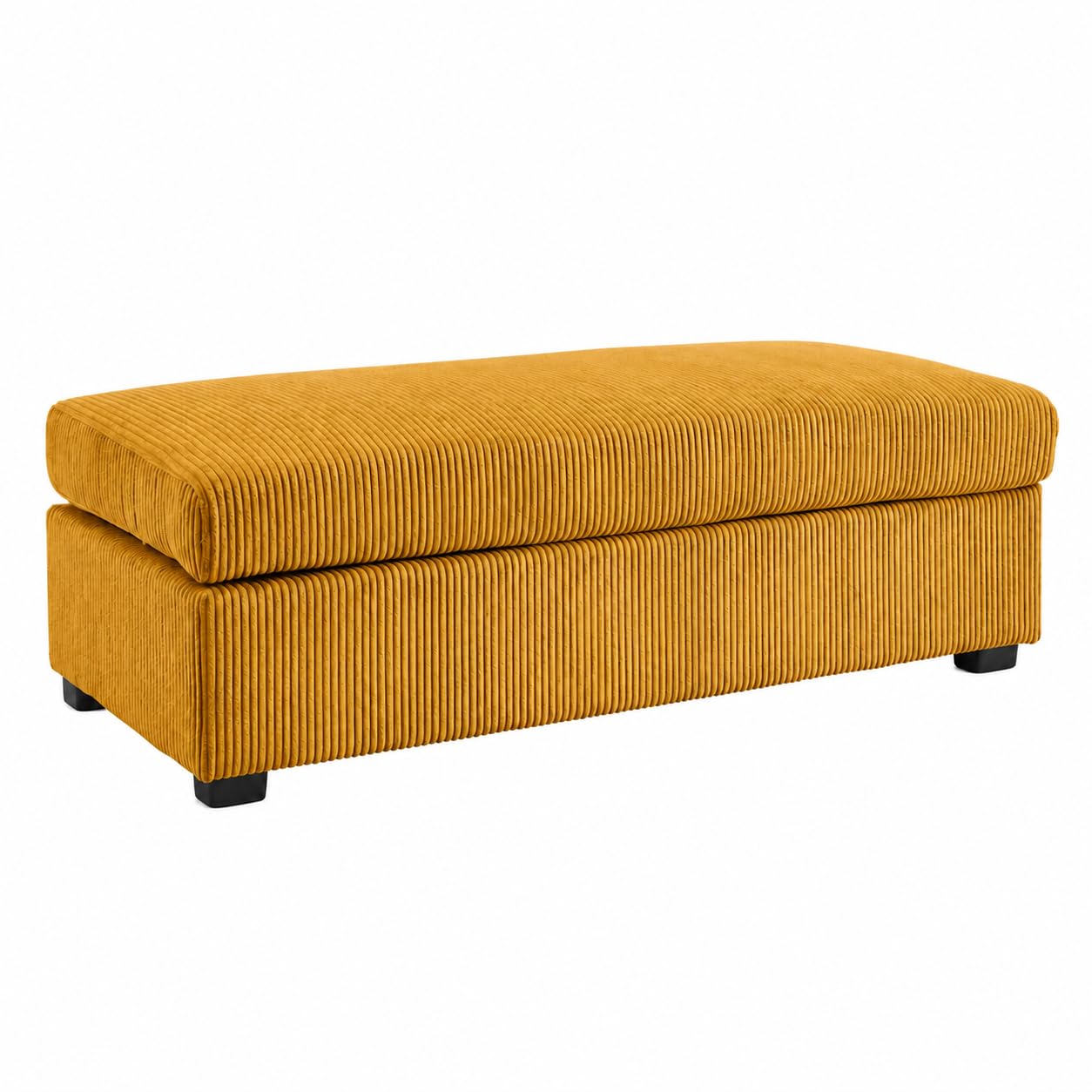SofaSelection Jumbo Cord Large Footstool — Lounger Filler for U-Shape Sofas or Standalone Ottoman, Memory Foam Top, Machine-Washable Cover, Birch Frame, UK Made (Mustard, Footstool) — image 1