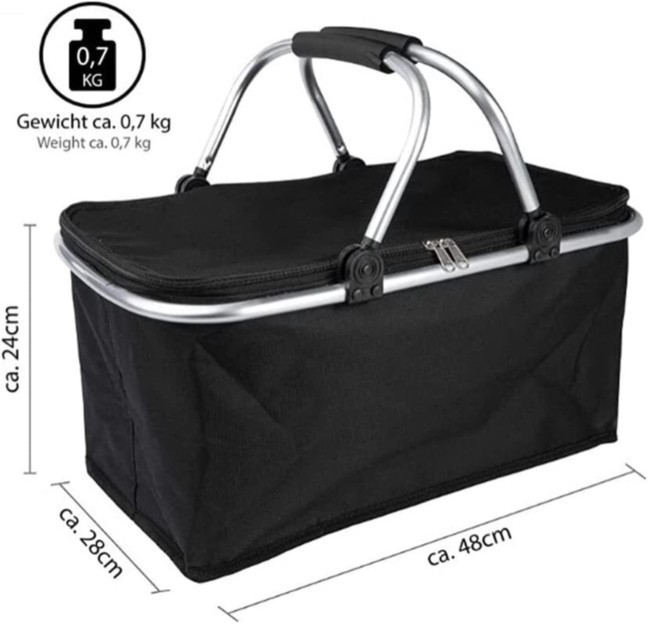 Familienausflug 30L Faltbarer Picknick-Camping-Korb Isolierter Einkaufskühler Heim-Aufbewahrungskorb Korb-Beutel-Box Picknickplatz(Rood)