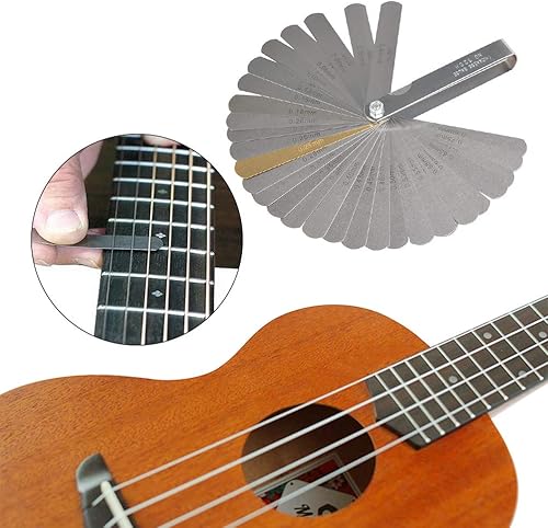 Miniatura 4 de TIMESETL 17 herramientas de luthier de guitarra, incluyendo 4 medidores de radio con muescas para guitarra, 9 herramientas de luthier de calibre de