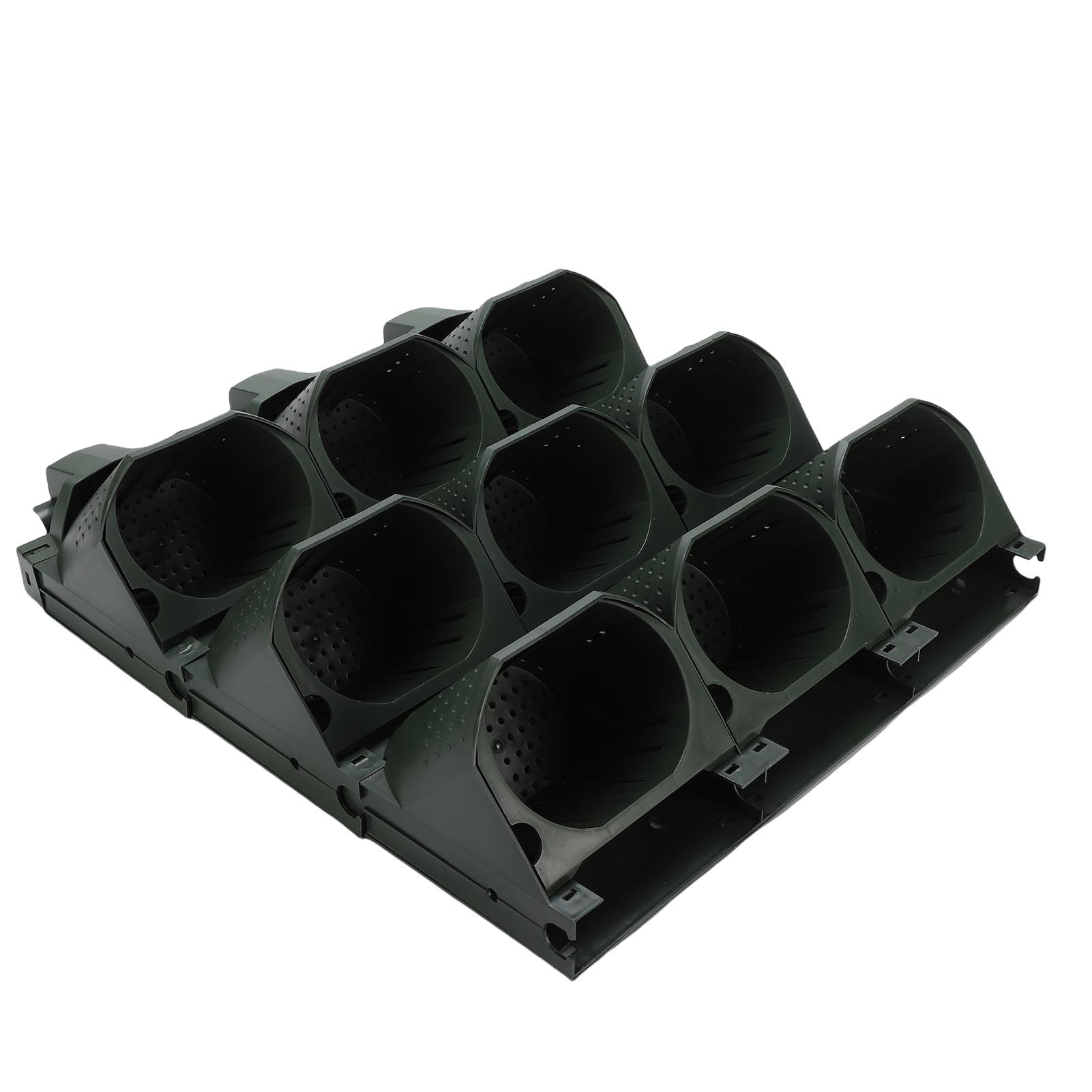 PUSOKEI Pionowe Donice ścienne z 9 Kieszeniami, Wiszący Organizer Roślin, | Wall Mounted Flower Pot Holder, PP Material, Drainage Holes, with Water Collection Trays for Vegetables Balcony Garden