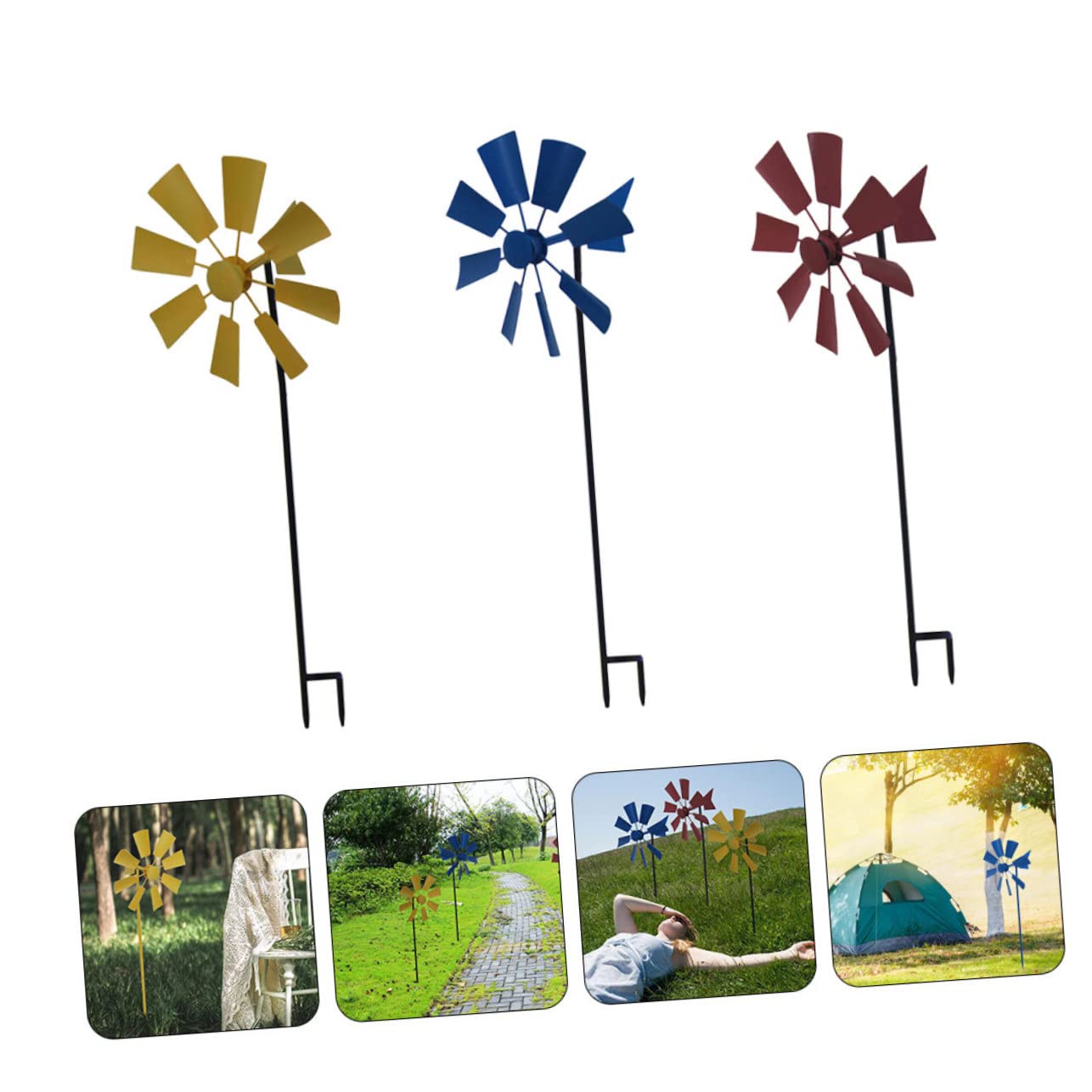 VICASKY 3stücke Garten Windmühle Aus Metall Windräder Für Garten Windmühle Für Außenbereich Filigranes Design Farbenfrohe Dekoration Für Haus Und
