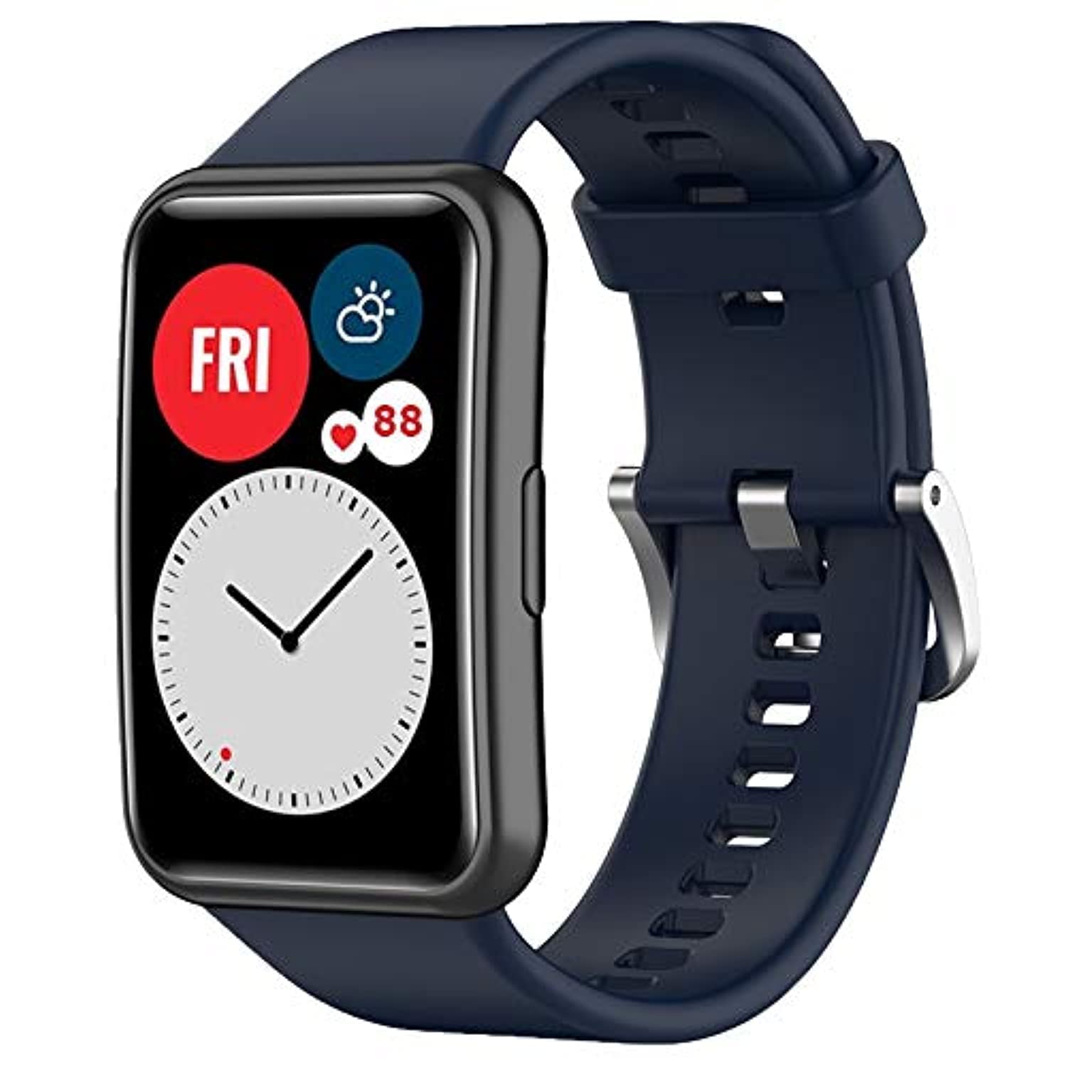 Wownadu Straps Compatible for HUAWEI WATCH FIT Strap Replacement for Women Men Silicone Sports WristBand Midnight blue Smart Watch Accessories,(No Watch)