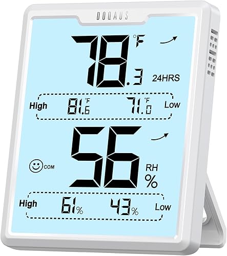 Miniatura 10 de DOQAUS Higrómetro Digital Termómetro de Habitación Interior, Medidor de Humedad con Pantalla LCD Grande, Monitor de Temperatura y Humedad con Negro