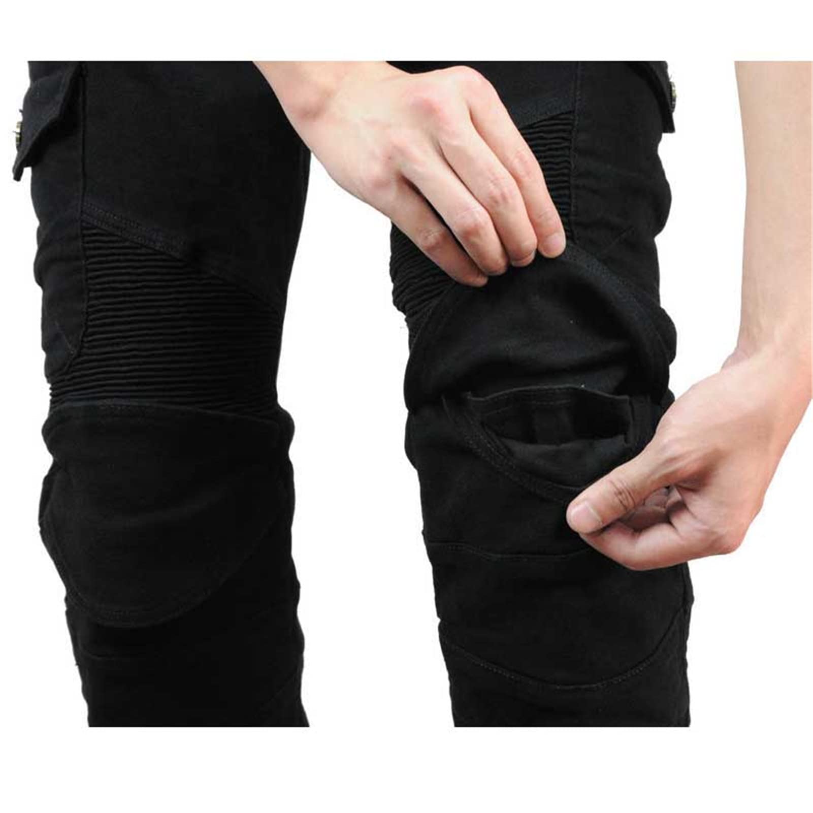 BEDSETS Pantaloni da moto Pantaloni protettivi, Pantaloni da motociclista da moto da uomo - Pantaloni jeans realizzati con aramide con armatura protettiva CE (Nero,XXS)
