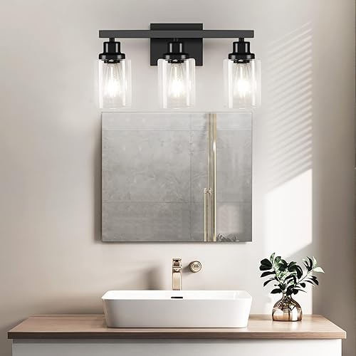 Miniatura 9 de 3 lámparas doradas de baño, luz de tocador de baño sobre espejo, aplique de pared dorado con pantalla de vidrio transparente, moderna lámpara de