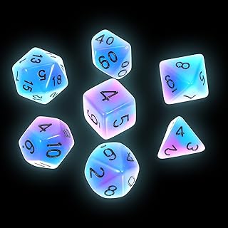 TOYANDONA 7 Peças De Dados Luminosos Multifacetados Dados De Cores Duplas Dados Vintage Brinquedo Dados Poliédricos De Halloween Jogo Brilhante Dados De Rpg Dados De Seis Lados Que