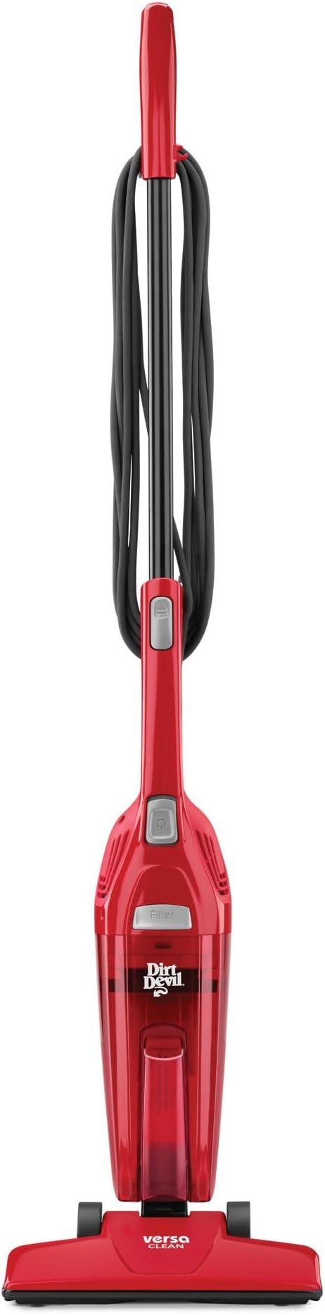 Dirt Devil Versa Clean Bagless Stick Vacuum Cleaner and Hand Vac, 16feet Power Cord, SD20010, Red