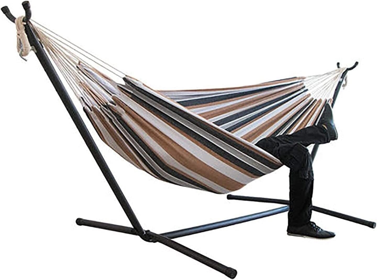Hamaca portátil con soporte, columpio plegable desmontable para uso en interiores y exteriores, ideal para camping, playa y viajes, cómoda y práctica