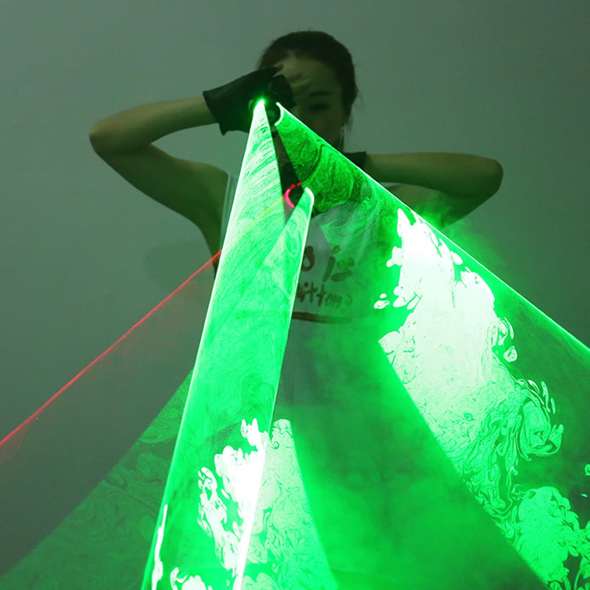 Set di Guanti Luminosi con Rotazione a LED, Guanti Rave Lampeggianti a Doppia Apertura, faretto per Le Dita, Giocattoli Fantastici per Costumi Luminosi, per Atmosfera scenica- Green