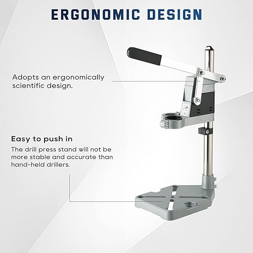 Miniatura 4 de ATPEAM Adaptador de prensa de taladro para taladro manual - Soporte universal de abrazadera de banco de doble orificio con base de aluminio para