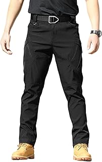 Genérico Calças táticas Softshell elásticas duráveis calças de trabalho impermeáveis para homem calças de trabalho impermeáveis para exteriores calças largas