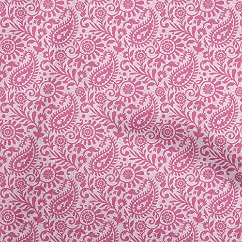 oneOone Georgette Viscose Blush Pink Fabric Paisleys Sewing Material Print Fabric By The Yard 42 Inch Wide-PW