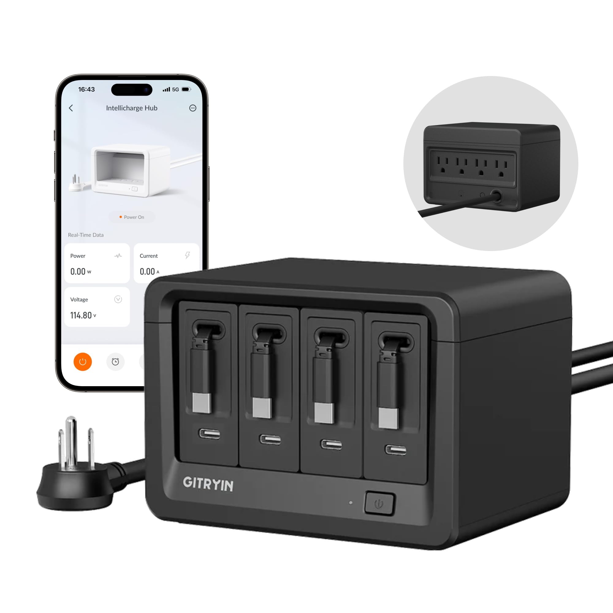 Gitryin 12-in-1 Desktop Charging Station, App Remote Control, 160W Charger