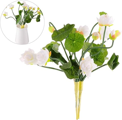Miniatura 6 de BESTOYARD 2 piezas de flores artificiales de loto, flores de lirio de agua, plantas florales, tallos de vegetación, arreglo de flores falsas para