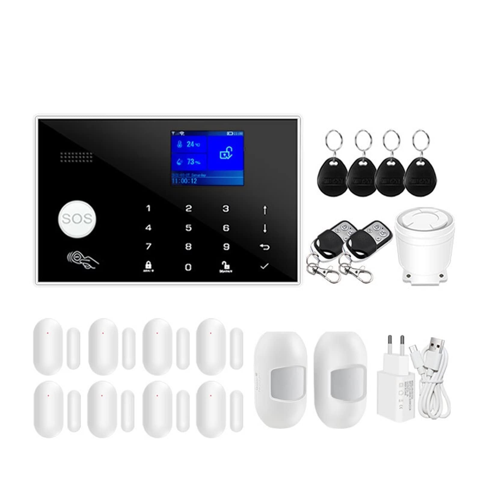 CUDTAPI Tuya GSM Home Security Alarm System Support Network Temperature Humidity Smart Kit(Option G)