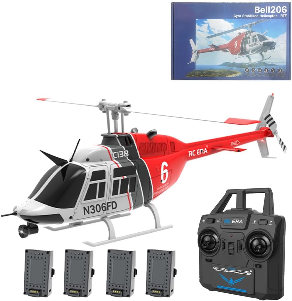 C138 RC Helicopter for Adults, 2.4G 1/30 6CH RC Military Helicopter with 6-axis Gyro 6G/3D Flips & One Key Take Off/Landing Remote Control Airplane Toys for Adults Beginners - RTF Version (Blue)
