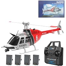 C138 RC Helicopter for Adults, 2.4G 1/30 6CH RC Military Helicopter with 6-axis Gyro 6G/3D Flips & One Key Take Off/Landing Remote Control Airplane Toys for Beginners - RTF Red 4 Batteries