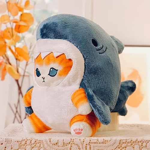 Miniatura 3 de Lindo juguete de peluche de gato de tiburón de 5 pulgadas, muñecos de peluche, mochila colgante para cumpleaños de niños y niñas