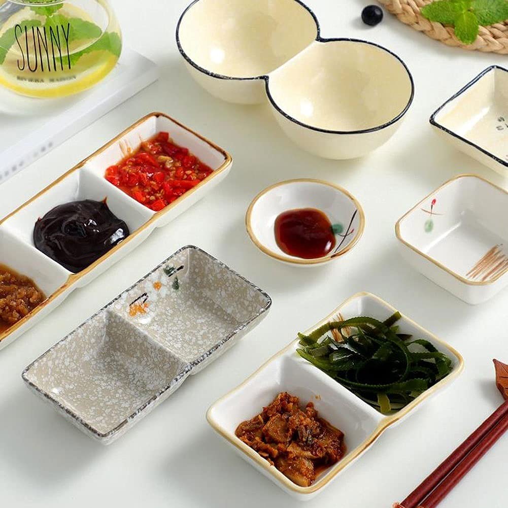 6-teiliges Set aus quadratischen Keramik-Dipschalen für Sojasauce, Tomatensauce, Grillsauce und andere Saucen für Partys und Abendessen