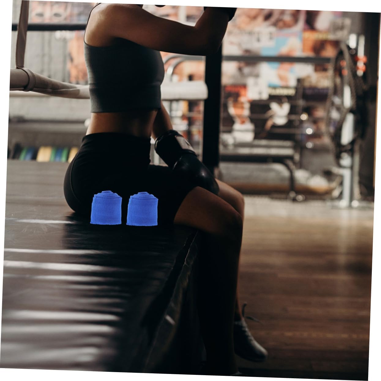2rolls Breathable Cotton Hand Wraps for Boxing Wrist Protection Strap for Kickboxing Martial Arts Fitness and Training Blue Color