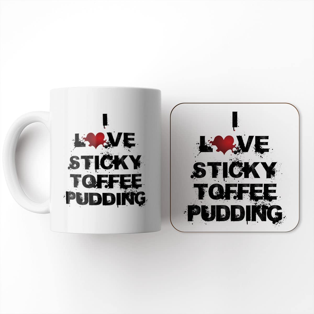The Victorian Printing Co - I Love Food - Sticky Toffee Pudding - Mug and Coaster Set, Ceramic, 11 fl. oz.