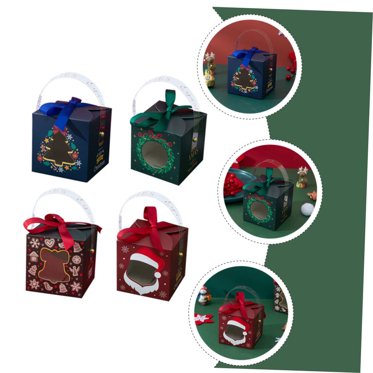 20pezzi Scatole Regalo di Natale Colorate Scatole per Dolcetti Natalizi in Carta Creative Manico per Caramelle Frutta e Regali Colore Casuale