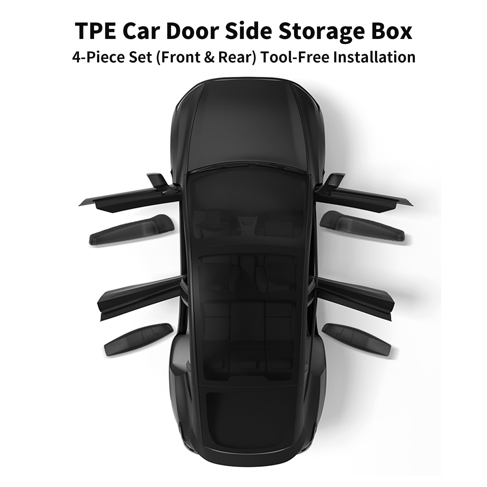 4PCS Tür Seite Aufbewahrungsbox für Tesla Model Y Juniper, Organizer Fach vordere und hintere Seitentür Slot Taschen Auto Tür Schutz Liner, Organizer-Tablett für 2025 Model Y Juniper Zubehör