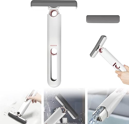 NUOKOU Mini trapeador portátil, portátil, sin lavar, fuerte absorbente, para baño, cocina, vajilla y vidrio de escritorio. (2 cabezales de algodón +