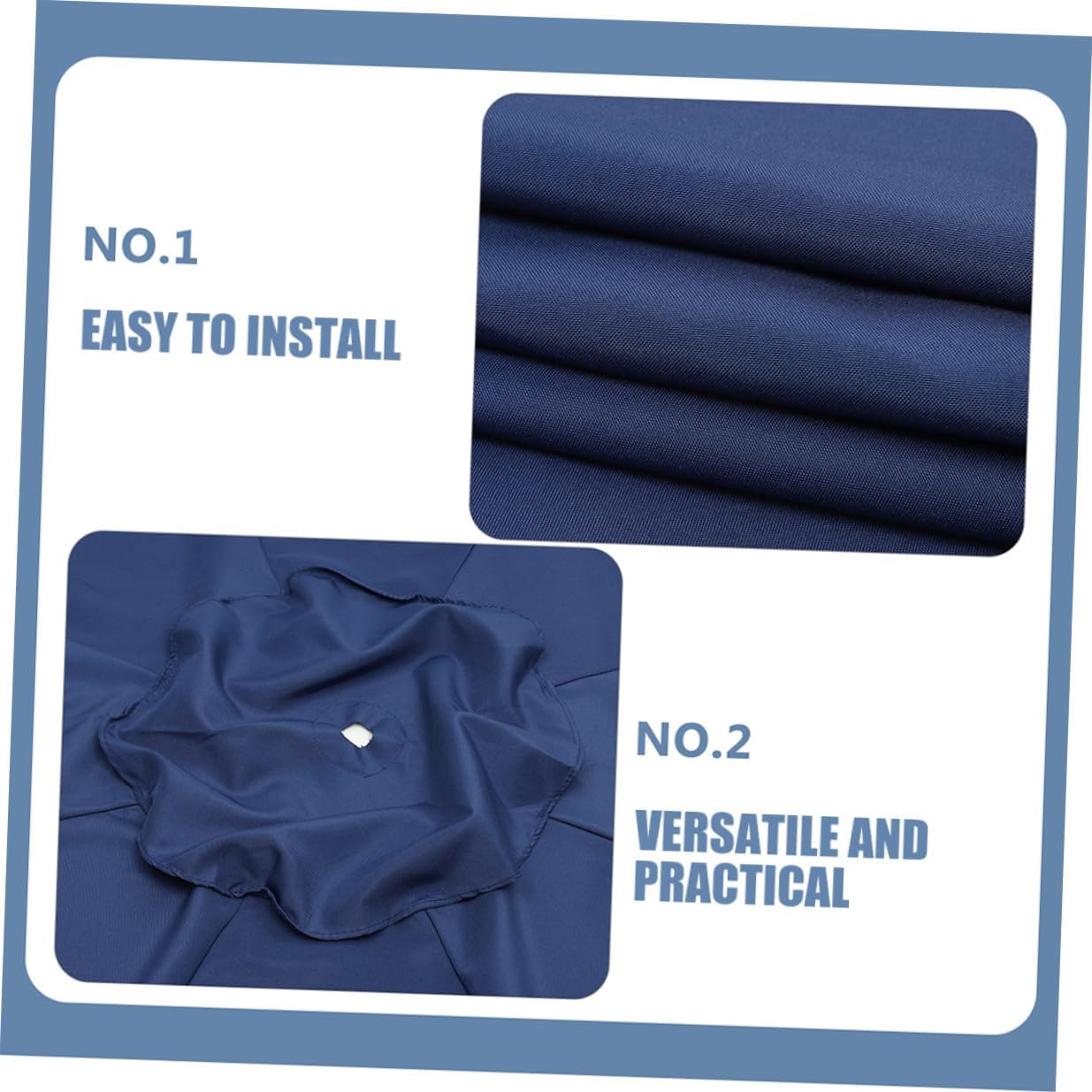 Luxshiny Garden Patio Umbrella Canopy Replacement 2.7m 8-rib Polyester Fabric Outdoor Sunshade Canopy for Patio Table Umbrella Waterproof and UV Protective Navy Blue