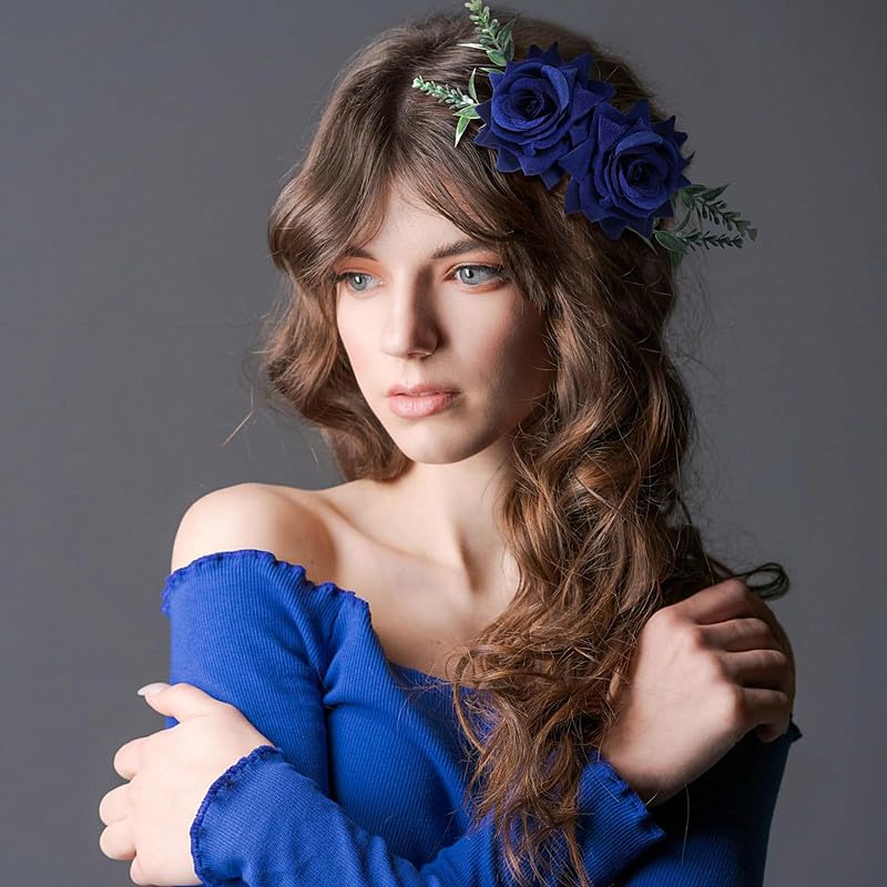 Pinzas para cabello florales con doble rosa 6 piezas miniatura 6