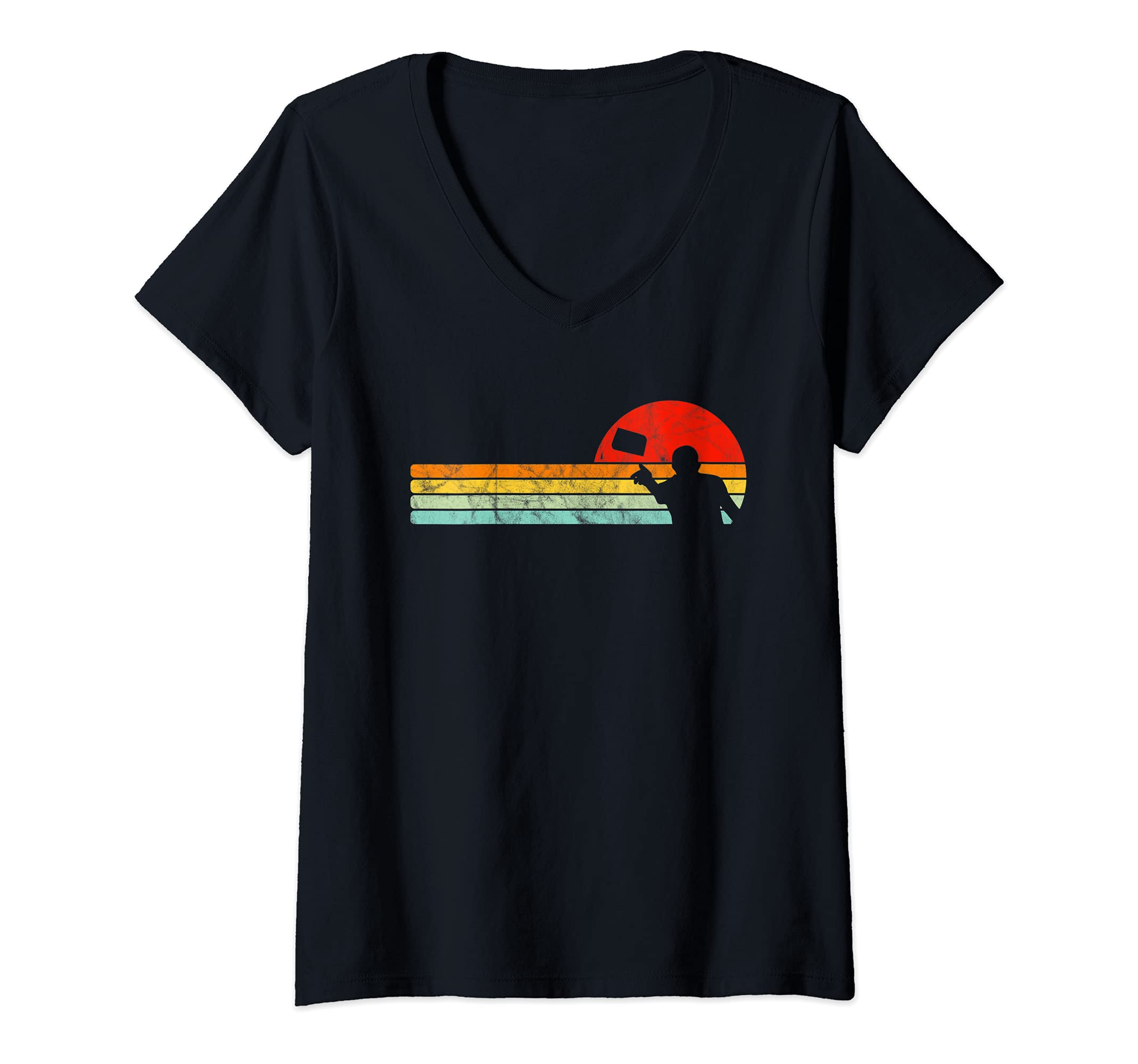 Womens Cornhole Vintage Retro Style Team Tournament V-Neck T-Shirt